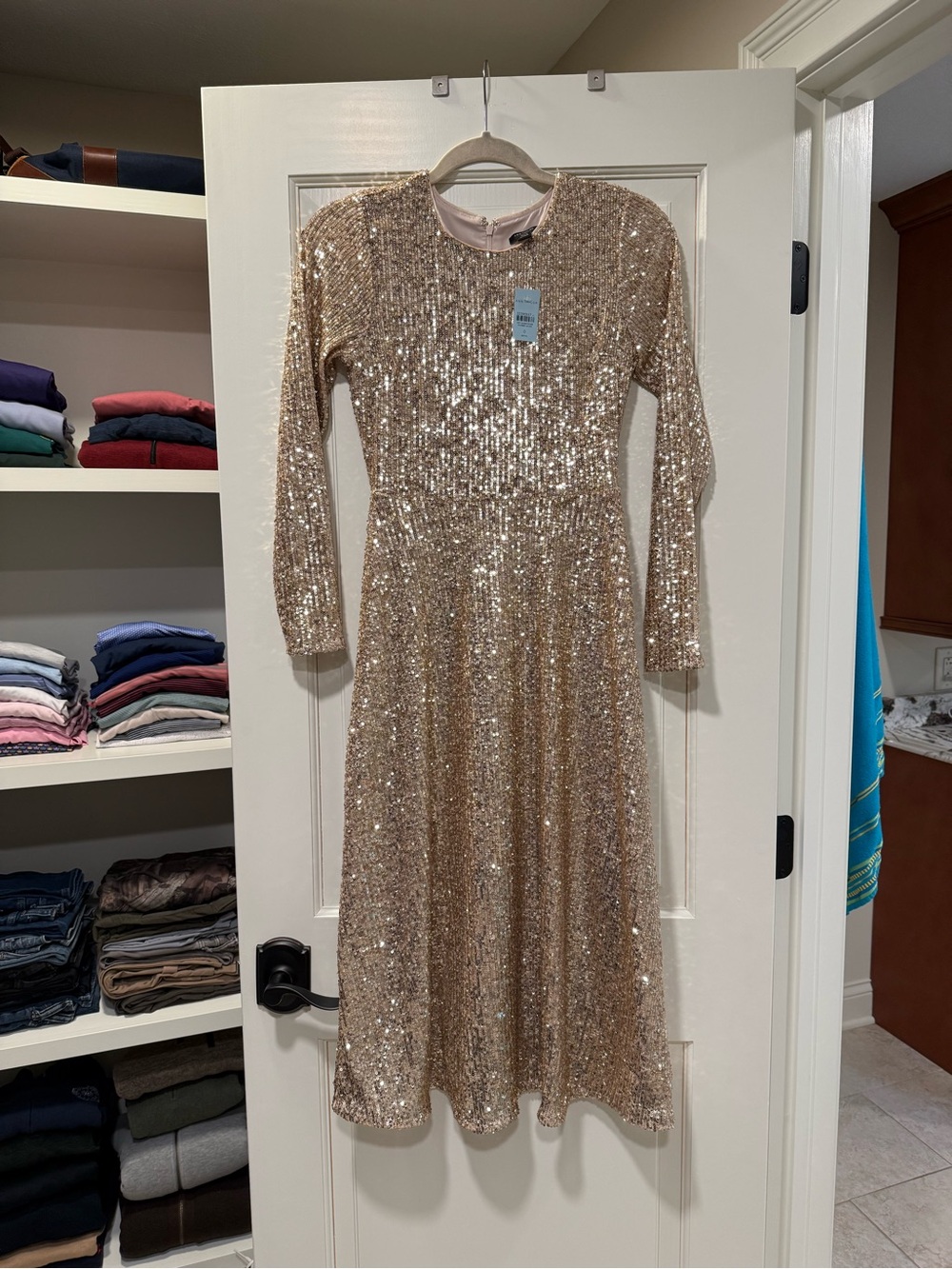 Ann Taylor Gold Sequin Dress